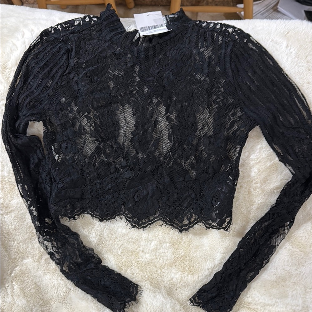 Elegant Black Lace Long Sleeve Top